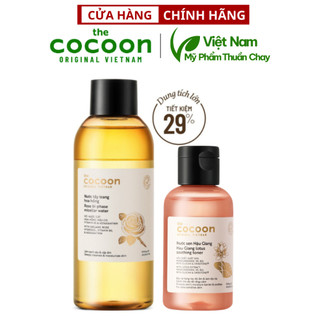  Combo Nước tẩy trang hoa hồng cocoon 310ml + Nước hoa hồng sen Hậu Giang cocoon 140ml  - Thuần Chay Việt Nam 