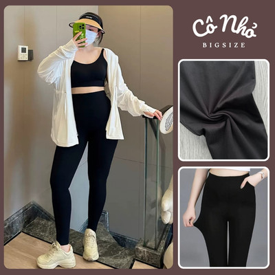 Quần Legging Nữ Bigsize Dài Có Túi Trước Và Sau Quần Ôm Thoải Mái Vải Umi Hàn Mềm Co Giãn QXO