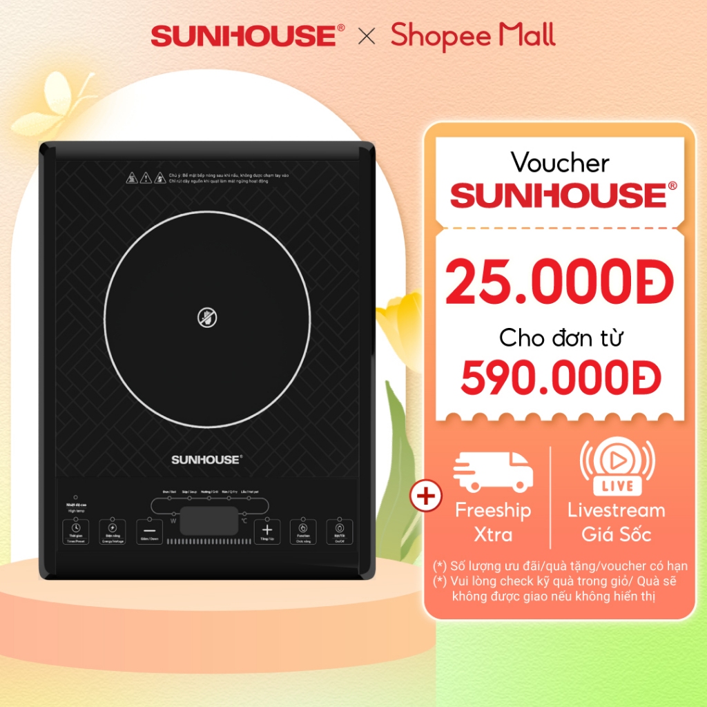 Bếp hồng ngoại cơ Sunhouse SHD6011 - Công suất 2000W - Phím bấm điện tử - 5 chế độ nấu - Bảo hành chính hãng 12 tháng