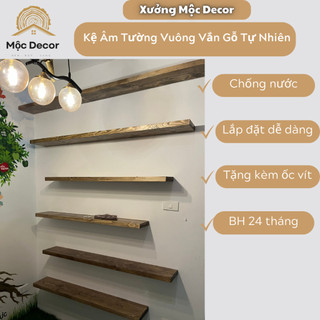 Đợt gỗ, kệ treo âm tường gỗ tự nhiên thẳng vuông vắn