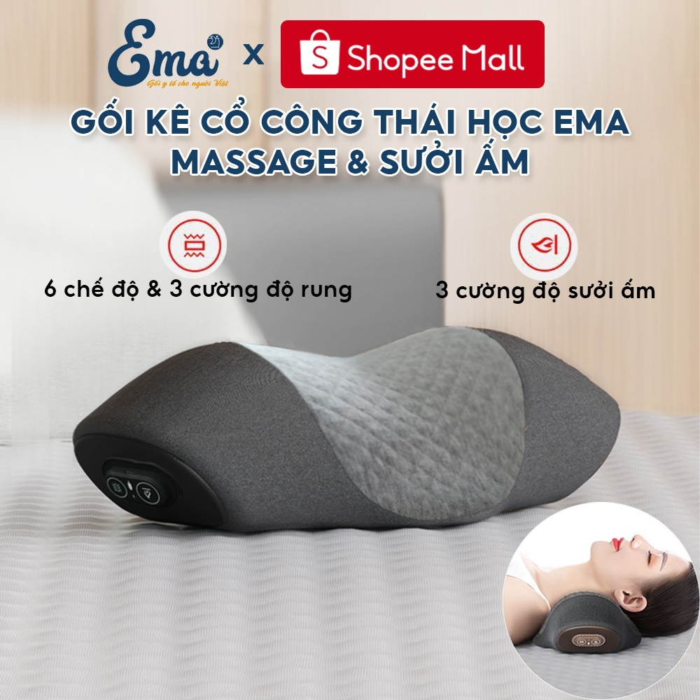 Gối massage cổ vai gáy EMA tích hợp massage rung & sưởi ấm | BigBuy360 - bigbuy360.vn