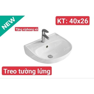 Lavabo sứ treo tường tròn kích thước nhỏ, lavabo treo tường mini
