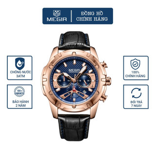 Đồng hồ nam chính hãng MEGIR, Đồng hồ thể thao dạ quang chống nước chạy pin size 47mm