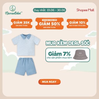 (MamanBébé chính hãng) Bộ cộc tay Polo La Pomme Ngôi sao nhỏ - Xanh
