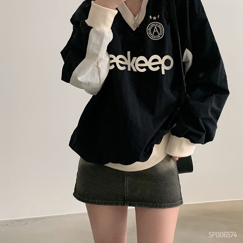 Sweater see you later đen phối nude weekeep (SP006574)