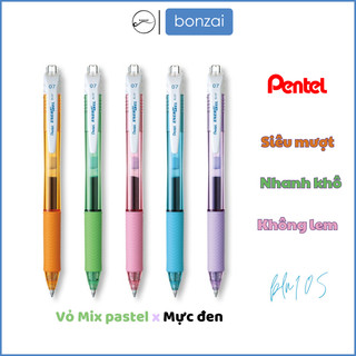 Bút gel Pentel Energel X BLN105 Vỏ Mix Pastel màu mực đen 0.5mm (Hàng Chính Hãng).