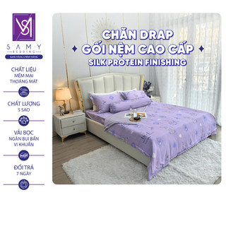 Bộ Chăn Ga Gối Lụa Tencel Coolsilk SAMY BEDDING Tím Nhạt Mát Mịn
