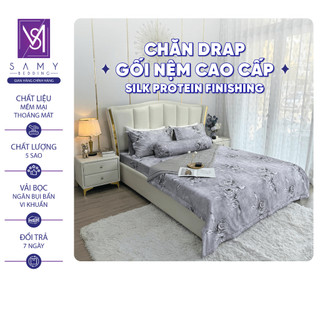 Bộ Chăn Ga Gối Lụa Tencel Coolsilk SAMY BEDDING Hoa Hồng Xám Mềm Mại