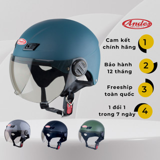 Mũ bảo hiểm 1/2 Andes 109 kính - Bảo hành 12 tháng - lót tháo vệ sinh dễ dàng