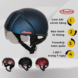 Mũ bảo hiểm nửa đầu Andes có kính âm 181 freesize vòng đầu từ 54-56cm lót tháo rời được