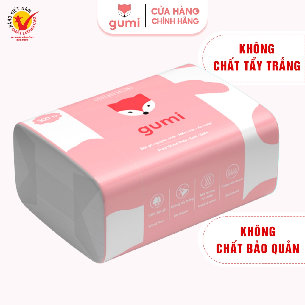 Khăn giấy ăn Gumi giấy rút gumi gói lẻ 3 lớp gấu trúc siêu dai giá rẻ mềm mại thấm hút tốt