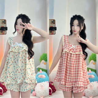 Bộ ngủ tiểu thư , bộ pijama chất liệu ĐŨI LẠNH MỀM  áo cánh tiên viền ren Bộ ngủ nữ,Pijama cổ vuông Xưởng may Sm