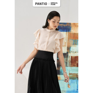 Fas32978 - áo sơ mi chất liệu lụa vai chờm bèo nhún - pantio