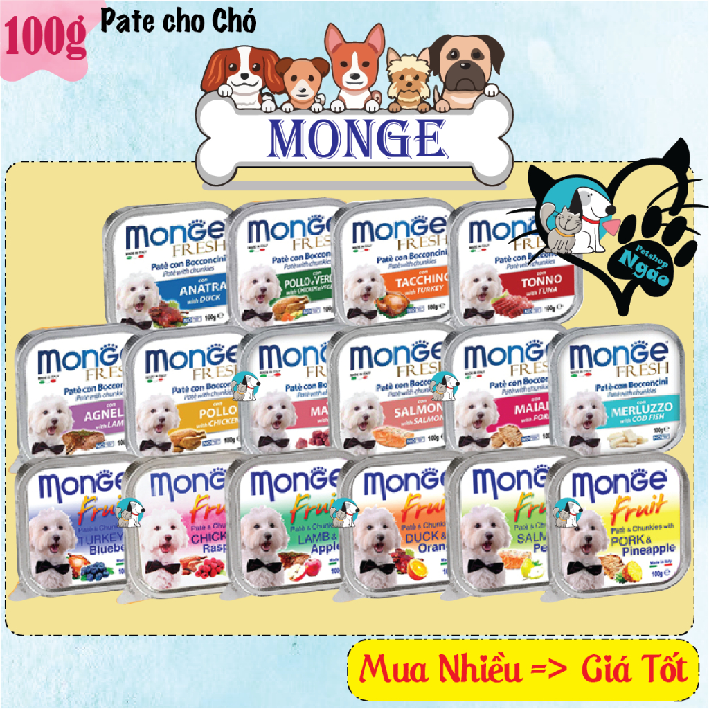 [ Thanh Lý ][Hộp 100g ] Pate cao cấp cho chó Monge 100gr ___