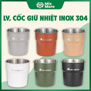 Cốc dã ngoại, cắm trại, ly inox 304 uống cà phê, trà, nhiều màu xếp chồng tiện lợi Mixmore