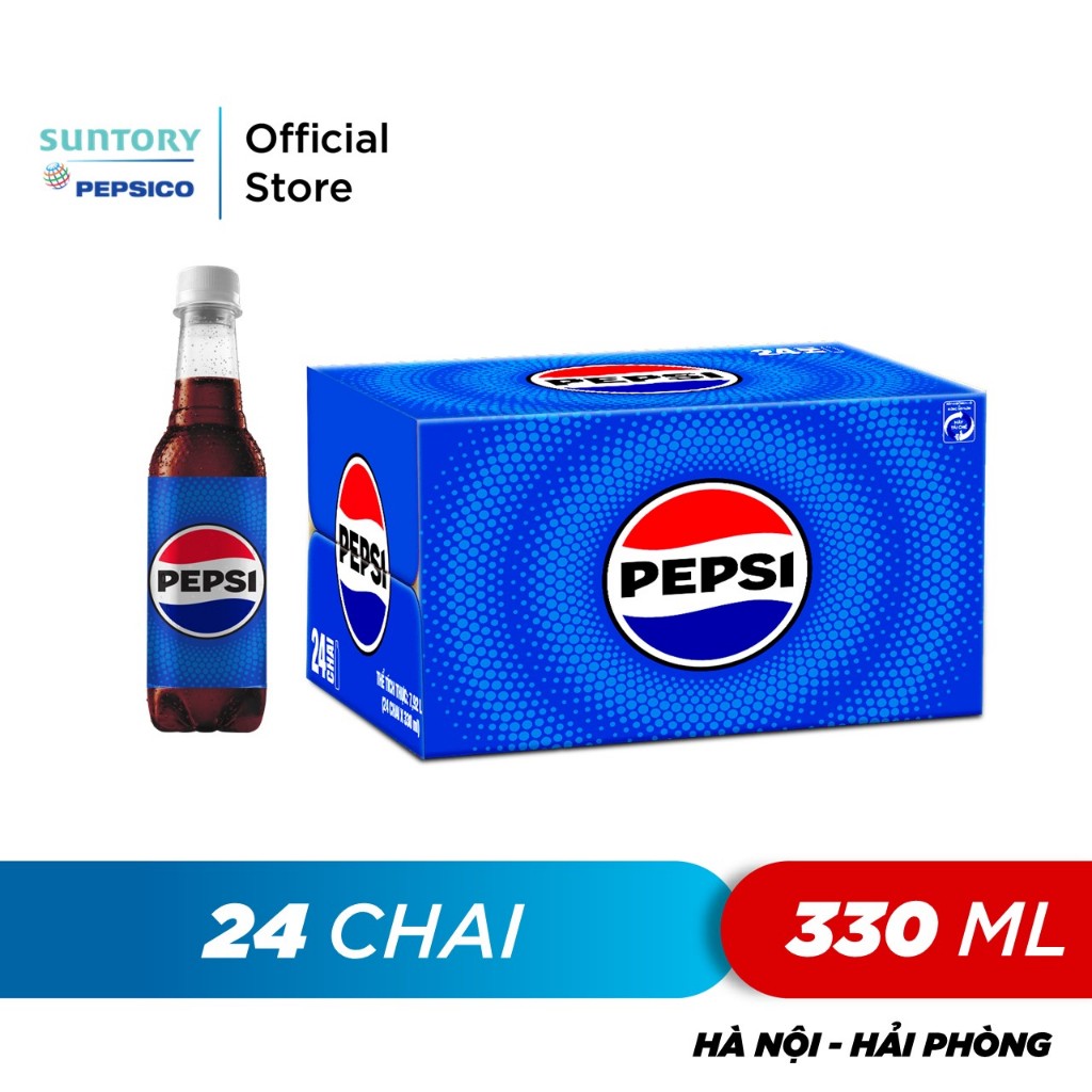 Thùng 24 Chai Nước Ngọt Có Gaz Pepsi (330ml/chai)