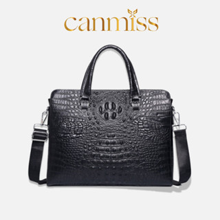 CANMISS Túi Xách Nam Công Sở Túi Xách Da Bò In Vân Cá Sấu Cao Cấp Phong Cách Phái Mạnh Mới 15,6"