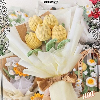 Bó hoa len 5 bông Tulip vàng tặng bạn bè, người yêu dễ thương