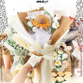 Bó hoa len mẫu hoa hướng dương mix hoa trắng nhỏ tặng tốt nghiệp