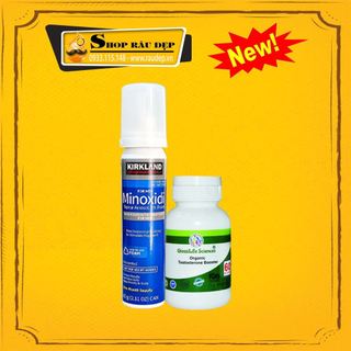 Combo Hỗ Trợ Mọc Tóc Hói Nhanh Minoxdil 5% Foam + DHT Organic (COMBO KHÔNG DỊ ỨNG, NHANH KHÔ)