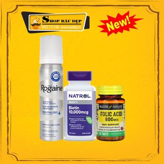 Combo Không Dị Ứng Dạng Bọt Rogaine - Biotin & Folic