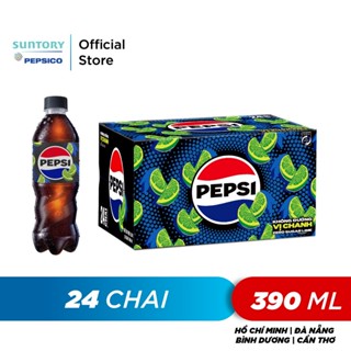 [HỎA TỐC]Thùng 24 Chai Nước Ngọt Có Gaz Pepsi Vị Chanh Không Calo (390ml /chai)