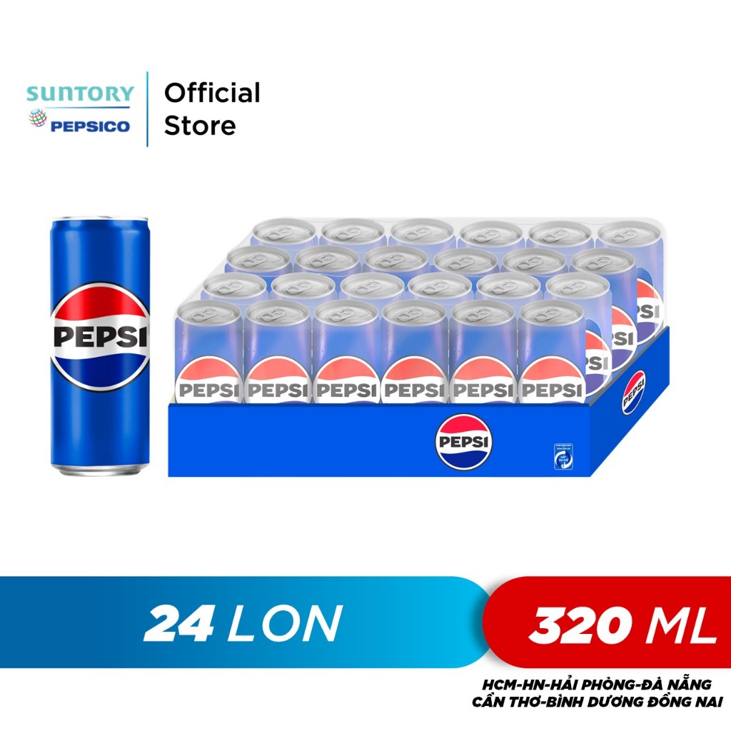  Thùng 24 Lon Nước Ngọt Có Gaz Pepsi  320ml lon hoặc 350ml lon  