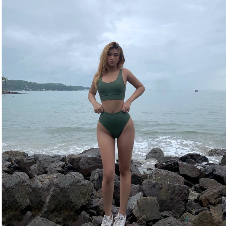 Queen Swimsuit - Set bikini 2 mảnh áo form sport bra, quần lưng cao Sweet Pea