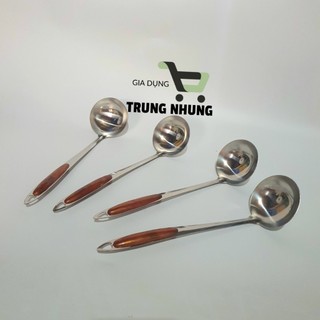 Môi múc canh inox, vá múc canh ốp cán vàng, muỗng múc chè