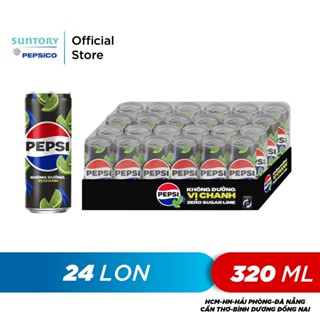  Thùng 24 Lon Nước Uống Có Gaz Pepsi Vị Chanh Không Calo  320ml lon  