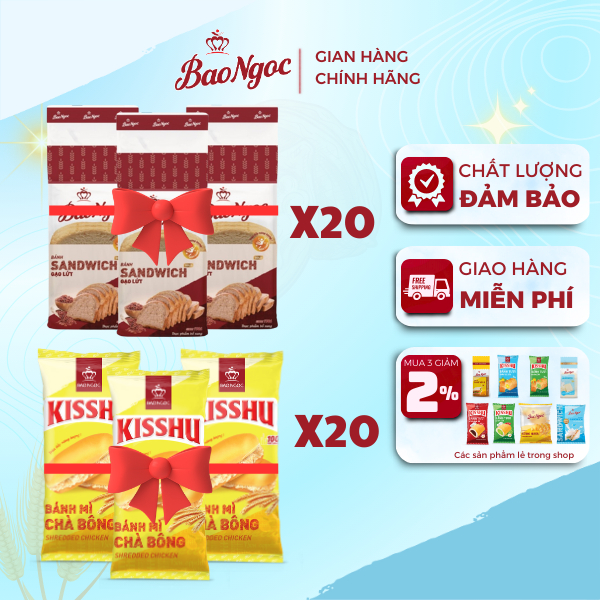 [Combo 20 Bánh] Bánh Mì Tươi Bảo Ngọc Đủ Vị Dinh Dưỡng Combo Ăn Sáng, Trưa, Tối Cho Cả Nhà |