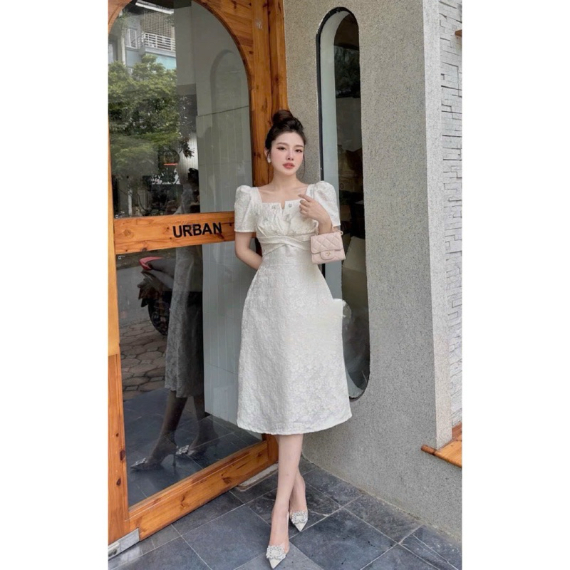 đầm thiết kế phối đá dáng basic 2 màu