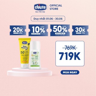 Combo Kem chống nắng 3 tác động SPF 50+ Chicco + Xịt bảo vệ da chiết xuất tinh dầu tự nhiên (Thay xịt xua muỗi) Chicco