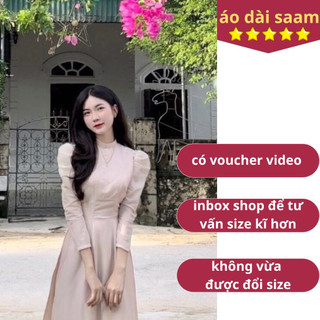 Áo dài học sinh tay bồng áo dài saam giá rẻ 4 tà may sẵn cổ cao 2cm mặc kỉ yếu, đi học, khai giảng