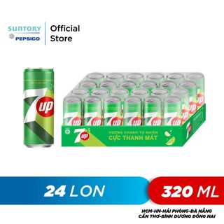  Thùng 24 Lon Nước Ngọt Có Gaz 7Up  320ml lon  