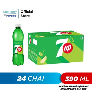 [HỎA TỐC]Thùng 24 Chai Nước Ngọt Có Gaz 7Up (390ml/chai)