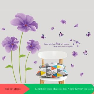 Decal dán tường hoa tím xinh đơn