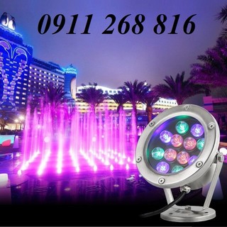 Đèn led âm nước 12w ac24v, inox 304 ip 68 chiếu sáng bể cá, hồ bơi, đài phun nước tiểu cảnh sân vườn