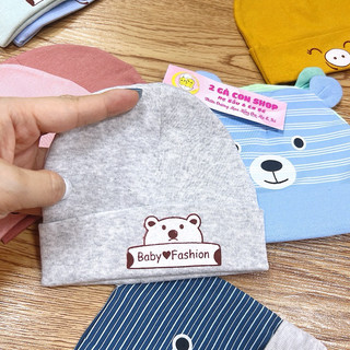 Mix 3C Mũ sơ sinh cotton hoạ tiết chú heo con