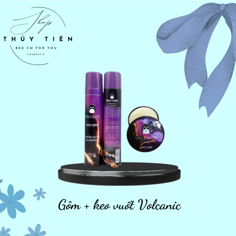 Combo gôm(keo) xịt tóc Volcanic + sáp vuốt tóc Volcanic Clay
