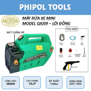 Máy rửa xe mini có chỉnh áp model QXJ09 lõi đồng PHIPOL , công suất 2800w , kèm nhiều phụ kiện