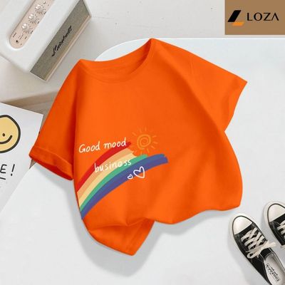 Áo phông trẻ em TA18 in hình cầu vồng cân nặng từ 15-40kg chất thun cotton Loza AT2423