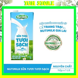 Sữa Tươi Tiệt Trùng Không Đường Nutimilk Hộp 1lít, sữa tươi tươi sạch-TUH