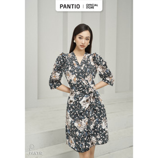 Fdc12976 - đầm công sở lụa tay lỡ phối hoạ tiết 3d - pantio