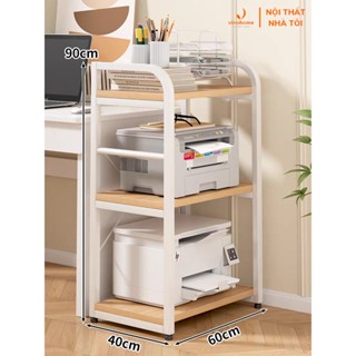 Kệ sắt gỗ đa năng 2 tầng, 3 tầng để máy in, lưu trữ đồ văn phòng tiện lợi, chịu lực tốt, có bánh xe tiện lợi VNH-581