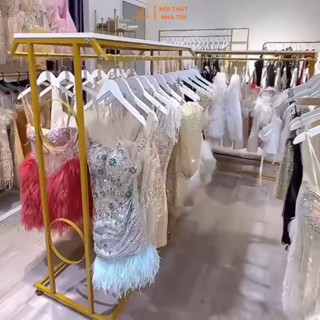 Kệ, xào, giá treo quần áo đôi kèm theo mặt phẳng gỗ trưng bày cho shop cửa hàng thời trang VNS-050