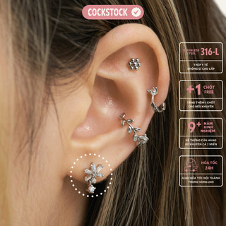 Khuyên tai hoa đá Peony Diamond Earring CockStock