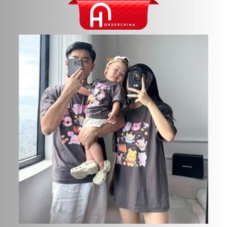 Áo phông gia đình, áo thun bố mẹ con họa tiết hoạt hình - HNOrderChina