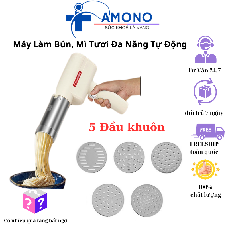 Máy Làm Bún Cầm Tay AMONO , Mì Tươi Đa Năng Tự Động Dùng Pin Sạc