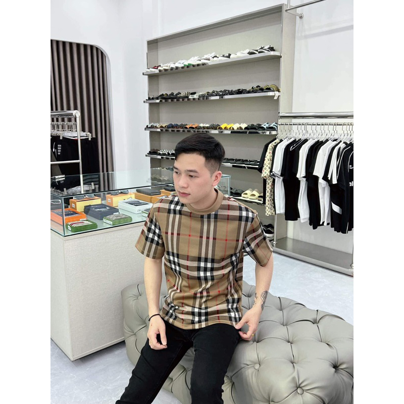 Áo Thun BBR Caro Full Phối Kẻ Sọc, áo thun uniex Unisex, Vải Cotton Dày Mịn 100% - repsaigon